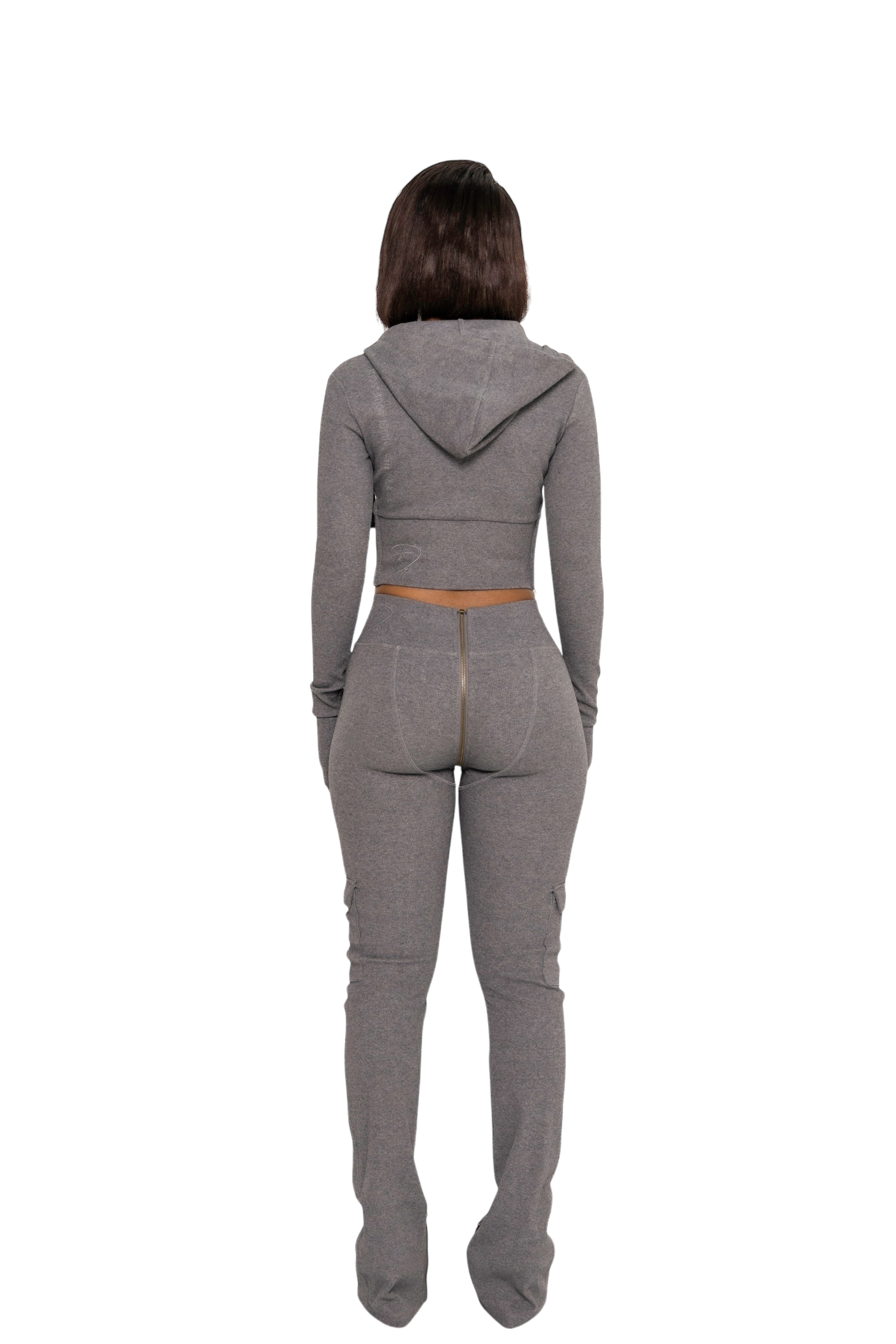 GREY MONO UZIP PANTS