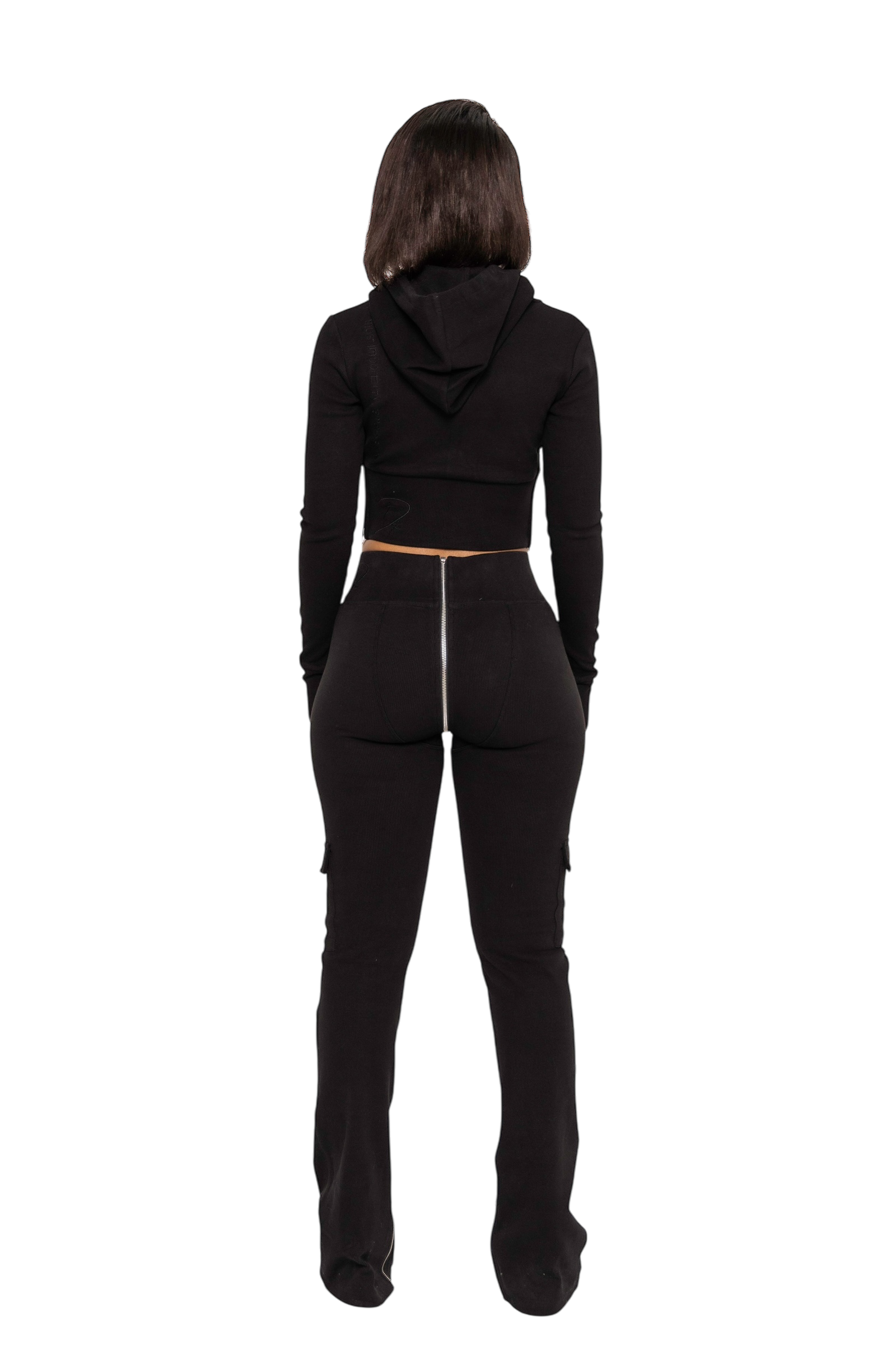 BLACK MONO UZIP PANTS