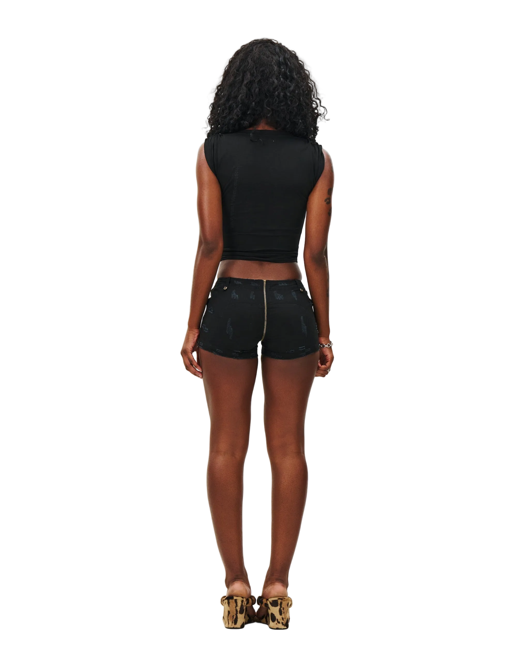 DISTRESSED UZIP SHORTS