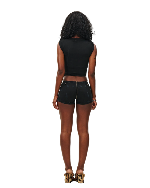 DISTRESSED UZIP SHORTS
