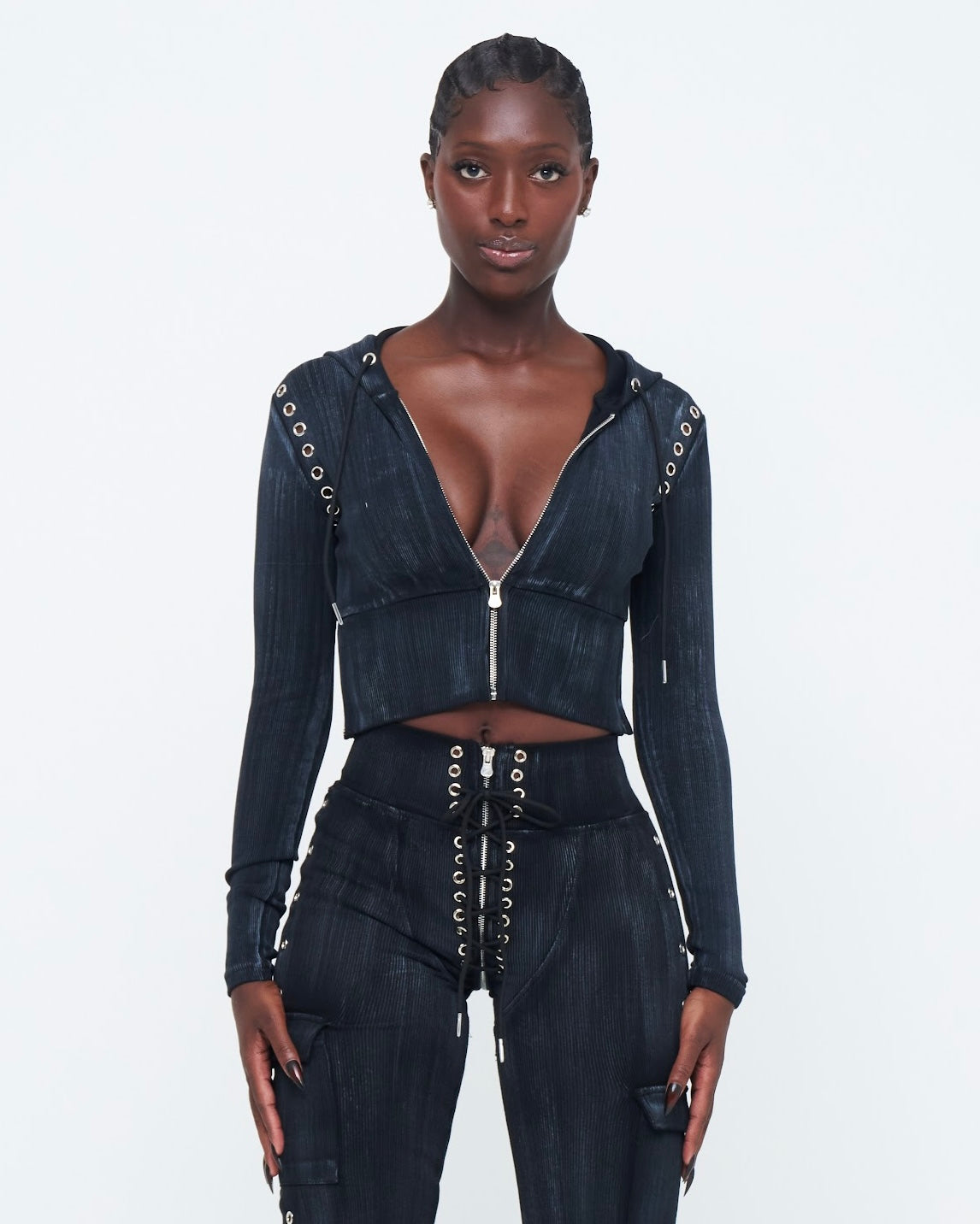 CHARCOAL STONE-WASHED UZIP JACKET