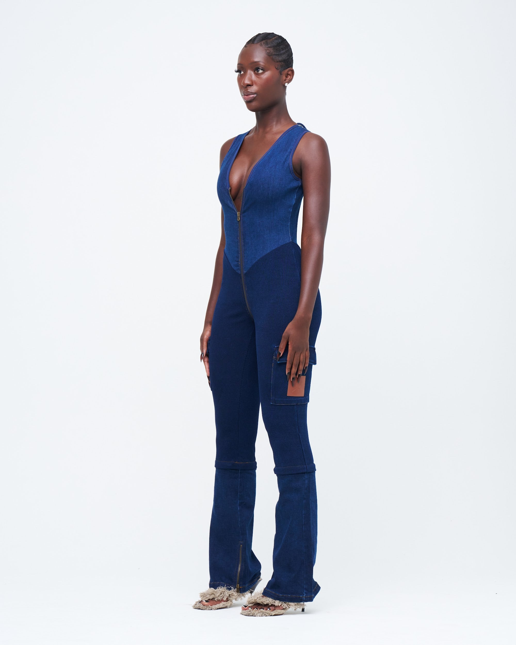 DENIM DUAL UZIP JUMPSUIT