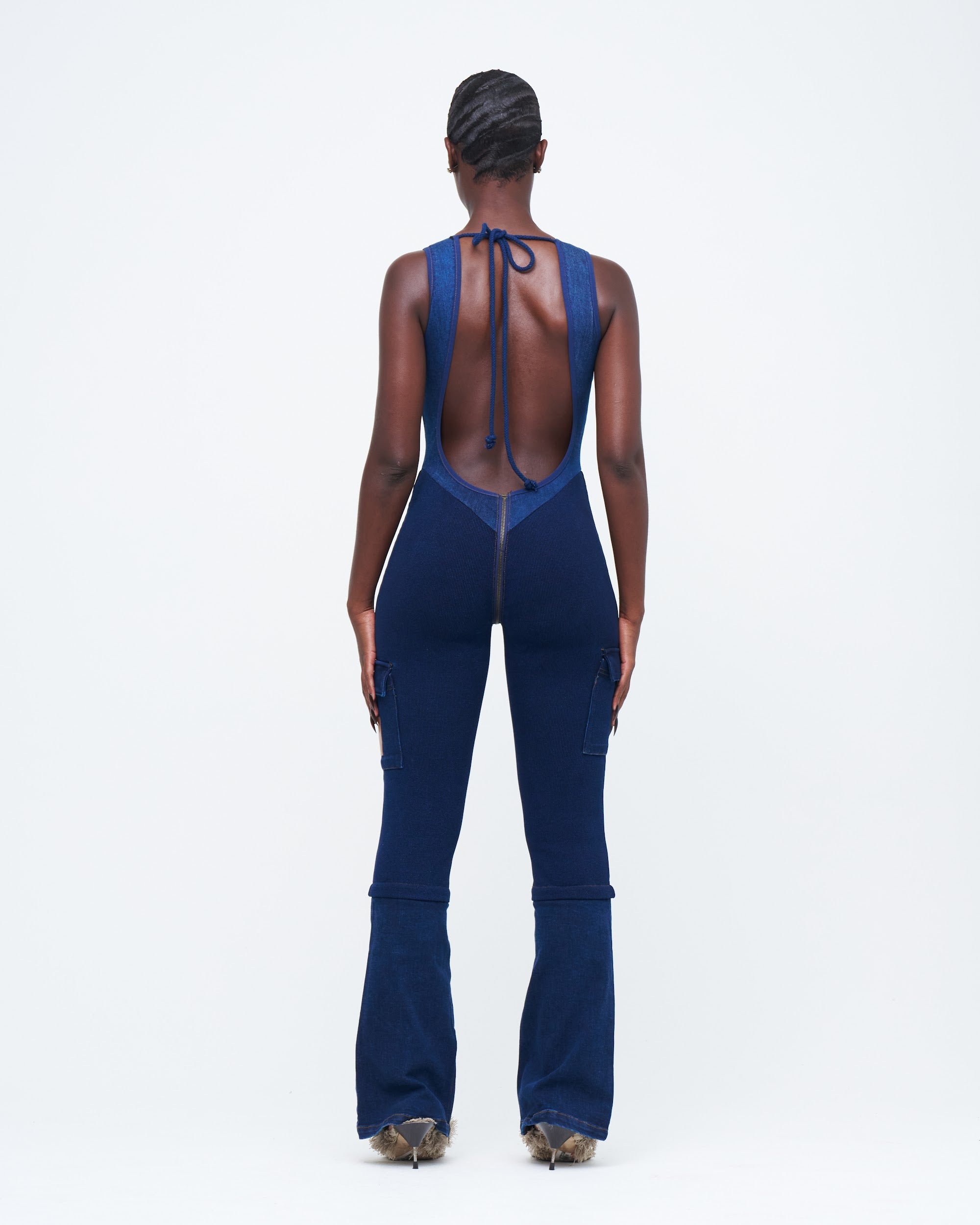 DENIM DUAL UZIP JUMPSUIT
