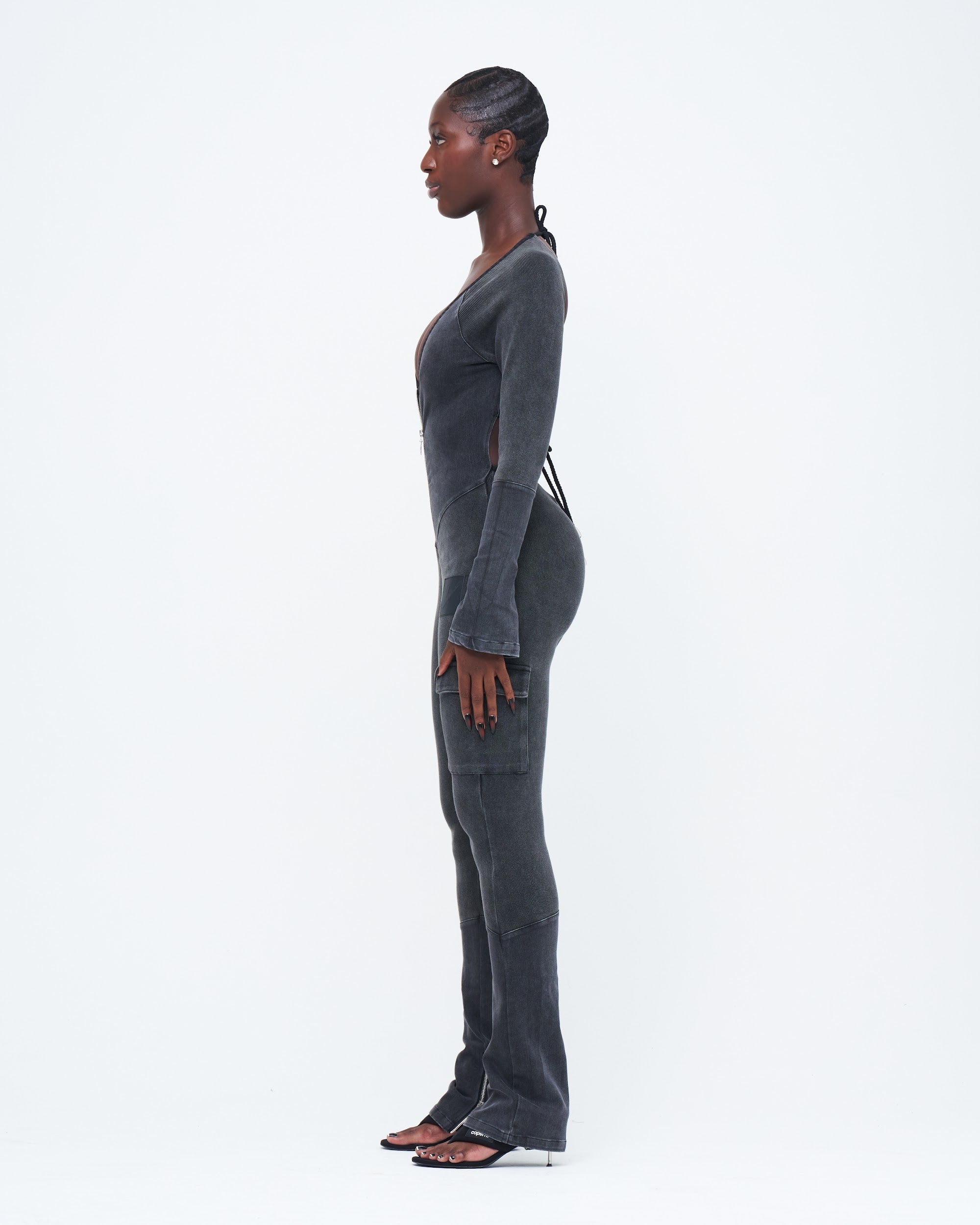 SLEEVED SKULL UZIP JUMPSUIT