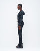 CHARCOAL STONE-WASHED UZIP PANTS