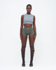 PREORDER ARMY STONE-WASHED UZIP SHORTS