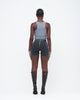 CHARCOAL DENIM UZIP SHORTS