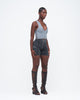 CHARCOAL DENIM UZIP SHORTS