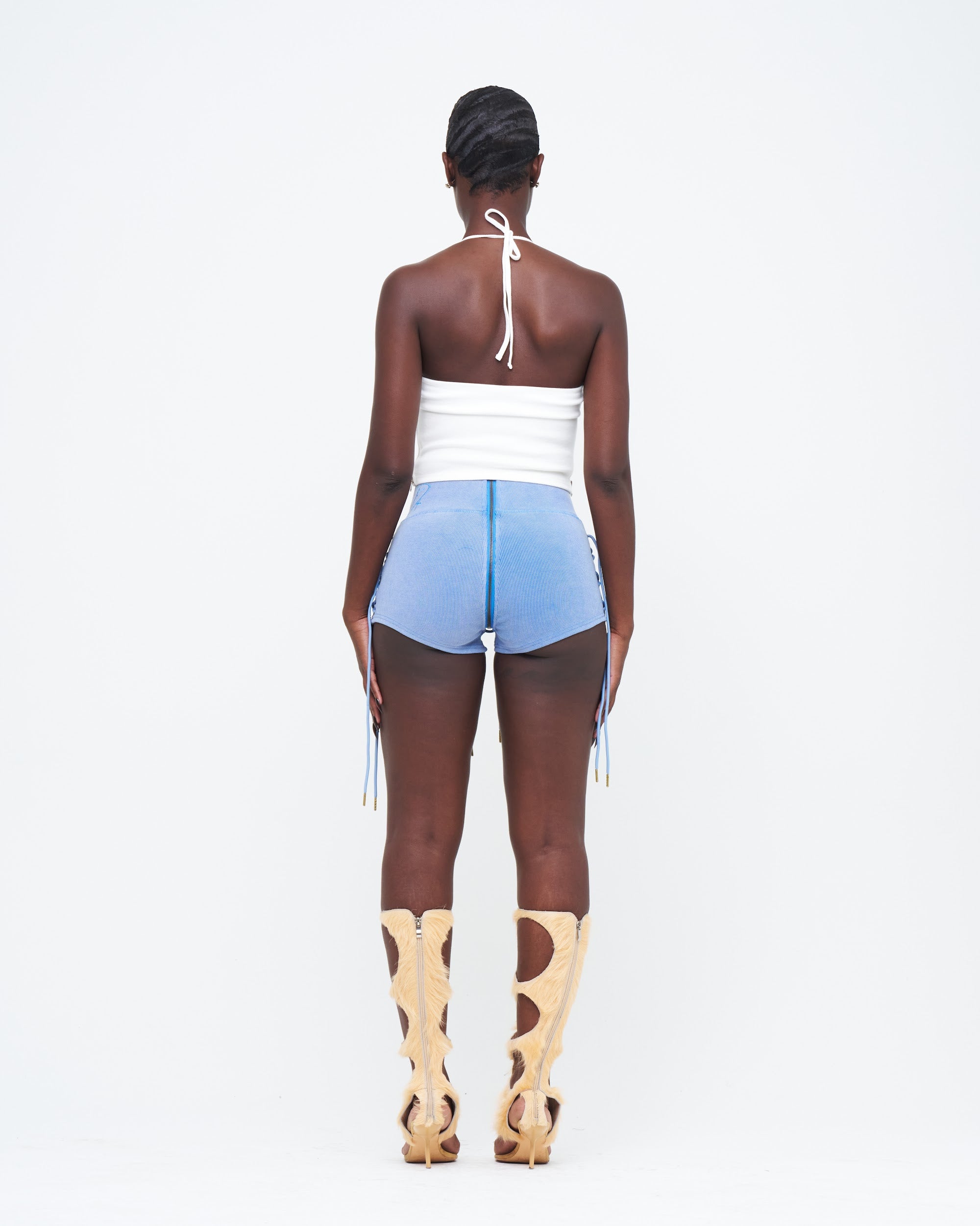 STEEL STONE-WASHED UZIP SHORTS