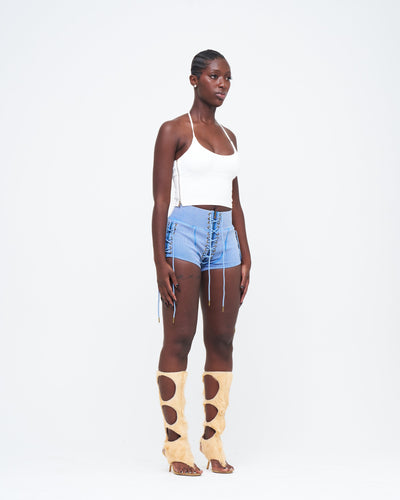 STEEL STONE-WASHED UZIP SHORTS
