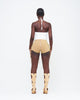CAMEL STONE-WASHED UZIP SHORTS