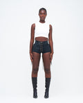 CHARCOAL STONE-WASHED UZIP SHORTS