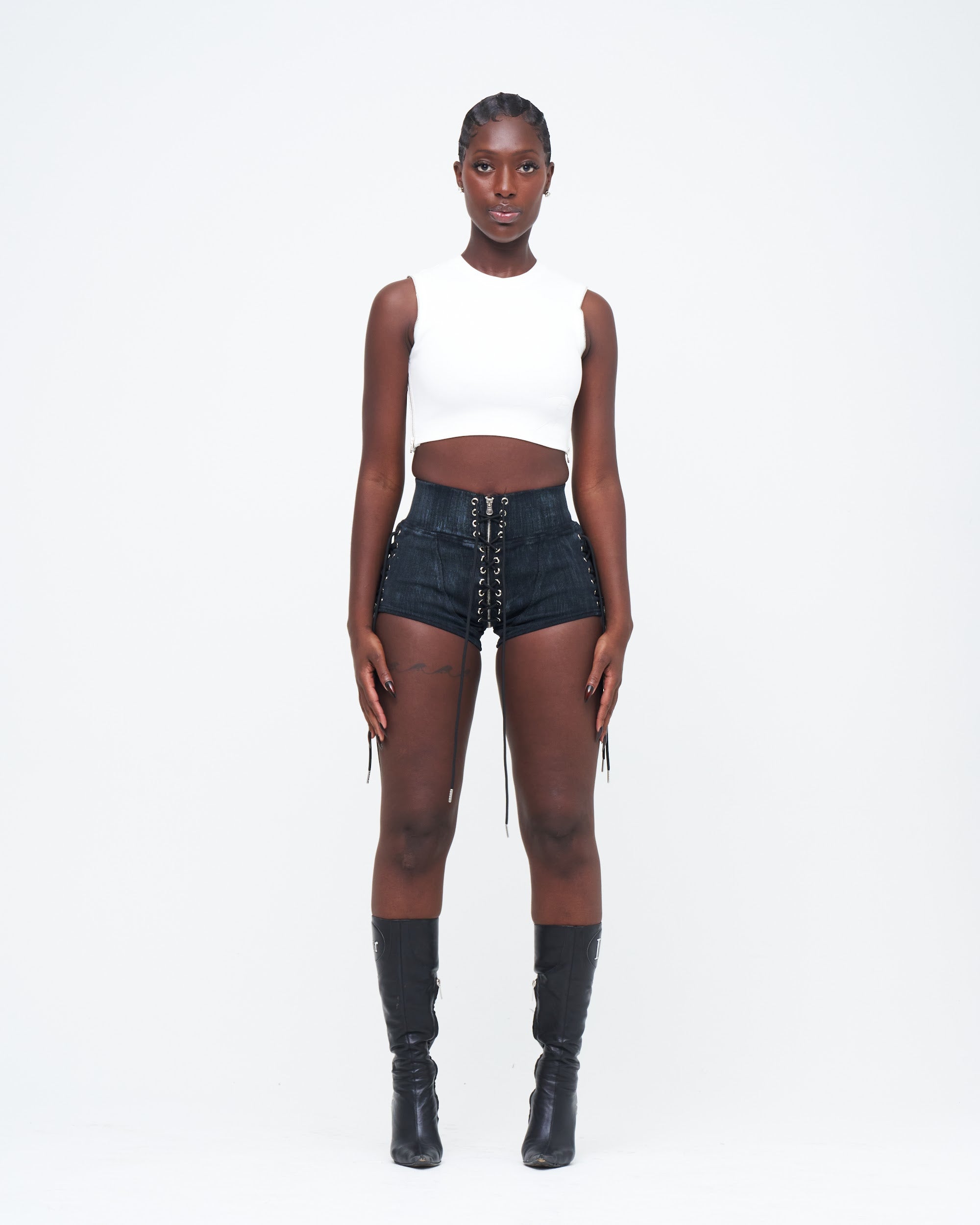 CHARCOAL STONE-WASHED UZIP SHORTS