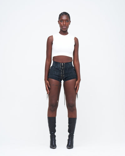PREORDER CHARCOAL STONE-WASHED UZIP SHORTS
