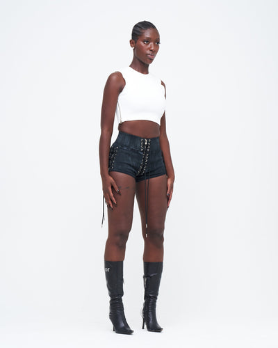 CHARCOAL STONE-WASHED UZIP SHORTS