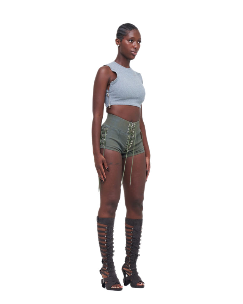 STONE-WASHED UZIP SHORTS