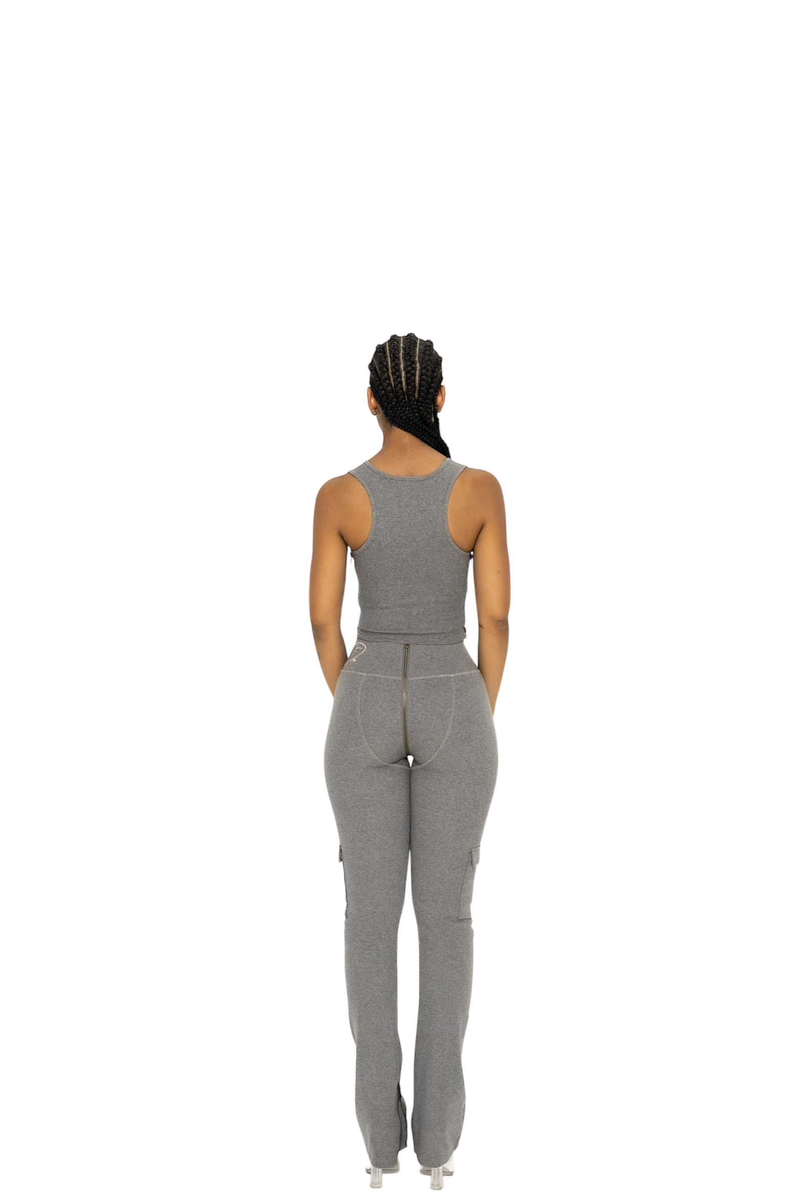 GREY MONO UZIP PANTS