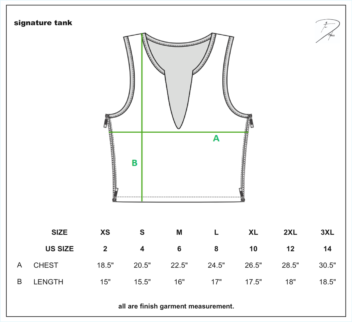 SIGNATURE UZIP TANK size chart
